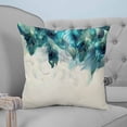 thumbnail image 1 of Teal Feather Throw Pillow Covers, Soft Pillowcases with Invisible Zipper, Farmhouse Feather Art Teal Ombre Decorative Square Pillow Cushion Covers for Living Room Couch Sofa Bed 16x16 Inches, 1 of 8
