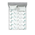 thumbnail image 1 of Teal Fitted Sheet & Pillow Sham Set, Retro Arrow Pattern in Horizontal Line Heading to Opposite Directions Art Print, Decorative 6 Piece Bedding Decor Set, Calking, Grey Teal White, by Ambesonne, 1 of 3