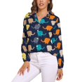 thumbnail image 1 of Teal Floral Elephant Blouse Paisley Animal Print Street Style Loose Blouses Long-Sleeve Cute Shirt Graphic Tops Big Size 2XL 3XL, 1 of 7