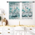 thumbnail image 1 of Teal Floral Kitchen Window Curtains 27.5 x 36 Inch Small Short Mini Cafe Rod Pocket Farmhouse Country Spring Rustic Daisy Living Bedroom Room Home Treatment Set of 2 Curtain Panels Drapes Tiers, 1 of 6