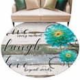 thumbnail image 1 of Teal Floral Large Area Rugs for Bedroom Living Room, Soft Non Slip Carpet Bedside Rug, Farmhouse Green White Blue Wooden Round Floor Cover Kitchen Accent Rug 5' for Dining Room/Office, 1 of 9