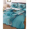 thumbnail image 1 of Teal Floral Marble Twin Size Down Alternative Comforter, Lightweight Comforter Quilt Bedding Set with Pillow Shams Modern Abstract Ink Painted Art All Seasons Bed Comforter Duvet Insert 68"x86", 1 of 7