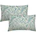 thumbnail image 1 of Teal Floral Pillow Covers 12x20 Set of 2 Botanical Print Vintage Spring Flower Plant Cream Rectangle Decorative Lumbar Throw Pillow Cases Outdoor Farmhouse Decor for Sofa Couch Bed, 1 of 6