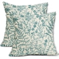 thumbnail image 1 of Teal Floral Pillow Covers 20x20 Set of 2 Botanical Print Vintage Spring Flower Plant Cream Decorative Throw Pillow Cases Outdoor Farmhouse Cushion Covers Decor for Sofa Couch Bed, 1 of 7