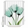 thumbnail image 1 of Teal Floral Shower Curtain, 48" x 72", Teal Tulips Green Leaf Watercolor Plant Waterproof Bathroom Curtain Washable Shower Curtain Set with 12 Hooks, 1 of 6