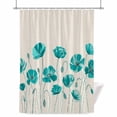 thumbnail image 1 of Teal Floral Shower Curtain, Watercolor Autumn Turquoise Wildflowers Plant Linen Texture Waterproof Shower Curtain Set with 12 Hooks Lightweight Bath Curtains Fabric Bathroom Decor 72x72 Inches, 1 of 9