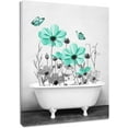 thumbnail image 1 of Teal Floral Wall Art for Living Room,Turquoise Flower and Butterfly in Bathtub on Rustic Wood Canvas Wall Art Country Grey Wildflower Framed Wall Art for Bathroom Bedroom Decor,16L X 12W inches, 1 of 6
