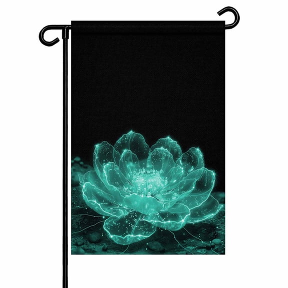 Teal Flower Garden Flag 12x18 Inch Transparent Flowers Double Sided Small Decorative Garden Flags for Outside, Outdoor Yard Porch Lawn Decoration