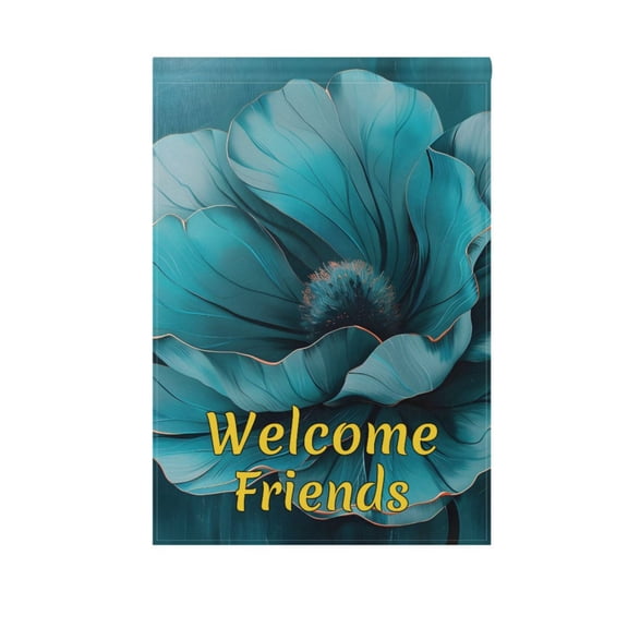 Teal Flower Garden Flag House Banner 12" x 18" Double Sided Outdoor Yard Decoration