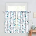 thumbnail image 1 of Teal Flower Kithchen Curtains, Teal Gray Floral Rod Pocket Window Treatment Tier Pair for Kitchen Bathroom RV Basement Laundry, Set 2, 26 Inch Wide 36 Inch Long, 1 of 6