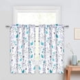 thumbnail image 1 of Teal Flower Kithchen Curtains, Teal Gray Floral Rod Pocket Window Treatment Tier Pair for Kitchen Bathroom RV Basement Laundry, Set 2, 26 Inch Wide 36 Inch Long, 1 of 6