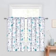 thumbnail image 1 of Teal Flower Kithchen Curtains, Teal Gray Floral Rod Pocket Window Treatment Tier Pair for Kitchen Bathroom RV Basement Laundry, Set 2, 26 Inch Wide 36 Inch Long, 1 of 6