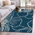 thumbnail image 1 of Teal Flowers Area Rugs 4'x6', Washable Small Throw Rugs for Office Bathroom, Spring Floral Botanical Modern Art Indoor Outdoor Rug Non-Slip Low Pile Carpet Runner Reversible Floor Mats, 1 of 8
