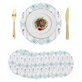 thumbnail image 1 of Teal Flowers Geometric Round 13 Inch Placemats Set of 6, Spring Floral Elegant Pastoral HeatResistant Non Slip Place Mats for Dining Table, Wipeable Braided Kitchen Table Mats for Housewarming, 1 of 9