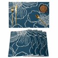 thumbnail image 1 of Teal Flowers Placemats Set of 4, Spring Floral Botanical Modern Art Placemats for Dining Table, Place Mats for Kitchen Tabletop, Waterproof Wipeable Dining Table Mats Set, 1 of 9