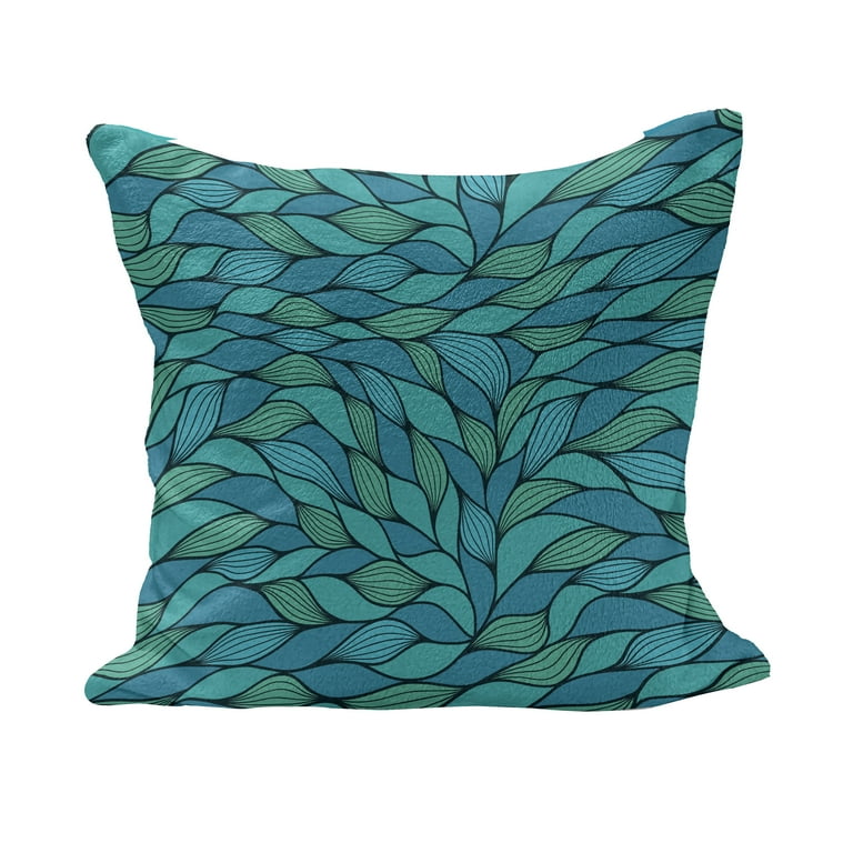 Teal Fluffy Throw Pillow Cushion Cover Abstract Wave Design Ocean