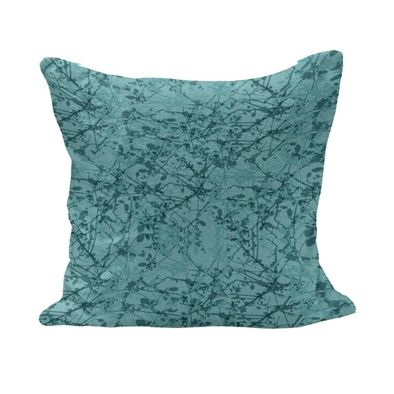 Teal Fluffy Throw Pillow Cushion Cover, Ink Drawing Inspired Intertwined Tree Branches Buds and Leaves in Abstract Design, Decorative Square Pillow Case, 36" x 36", Teal Turquoise, by Ambesonne
