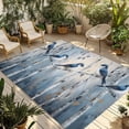 thumbnail image 1 of Teal Forest Birds Outdoor Rug 5x8 Ft - Reversible Patio Rug Outdoor Camping Rugs, Modern Oil Painting Farmhouse Washable Indoor Outdoor Area Rugs, Non-Slip Outdoor Carpet Runner for Deck/Porch, 1 of 8