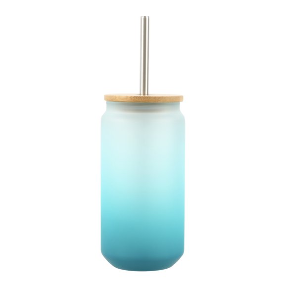 Teal Frosted Glass Sublimation Tumbler by Make Market – 18oz Drinkware with Bamboo Lid & Metal Straw - Designed for Custom Heat Transfer - Hand Wash Only - 12 Pack