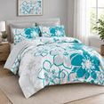 Teal Full Size 7-Piece Bed-in-a-Bag Floral Bedding Set for All Seasons ...