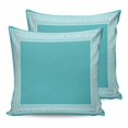 thumbnail image 1 of Teal Geometric 24x24 Pillow Covers Set of 2, White Greek Key Design Abstract Modern Art Throw Pillow Covers Decorative Couch Cushion Case, Microfiber Square Pillowcases for Bedroom Car Living Room, 1 of 7
