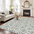 thumbnail image 1 of Teal Geometric Area Rug 5x8 FT, Non Slip Bedroom Throw Carpet, Boho Ethnic Plaid Modern Abstract Art Washable Soft Floor Carpet Non-Shedding Rug for Living Room Nursery Dorm Office, 1 of 9