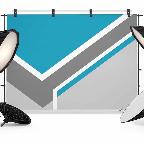 Teal Geometric Backdrop for Photography, Fabric Photo Background Backdrop, Darker Gray Minimalism Modern Photo Booth Background for Portrait Photoshoot Video Wedding Studio Decoration Banner 7x5ft