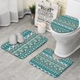 thumbnail image 1 of Teal Geometric Boho Pattern Bathroom Rugs Sets 3 Piece,Toilet Cover Set,Absorbent Non Slip Bathroom Mats Sets with U-Shaped Contour Rug Toilet Rug Set, 1 of 5