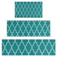 thumbnail image 1 of Teal Geometric Quatrefoil Pattern Kitchen Rugs Sets Of 3,Kitchen Runner Rugs Non Skid Washable,Decorative Kitchen Floor Mats for Kitchen,Sink,Laundry,17"x30"+ 17"x47" + 17"x59", 1 of 6