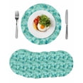 thumbnail image 1 of Teal Geometric Round 13 Inch Placemats Set of 6, Modern Morocco Abstract Art HeatResistant Non Slip Place Mats for Dining Table, Wipeable Braided Kitchen Table Mats for Housewarming, 1 of 9