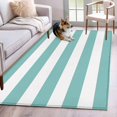 thumbnail image 1 of Teal Geometric Washable Area Rug 4x6 Stripes Low-Profile Large Area Rugs with Non Slip Backing Indoor Floor Carpet for Entrance Living Room Bedroom Home Office, 1 of 9