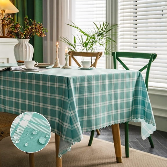 Teal Gingham Tablecloth for Rectangle Tables- Checkered Table Cloth Waterproof Kitchen & Table Linens-Polyester Buffalo Plaid Wrinkle Free Table Cover(Teal 60X84in)