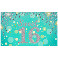 thumbnail image 1 of Teal Glittery Sweet 16 Backdrop Banner Party Decorations Background Photography Props for Sweet 16 Birthday Celebrations Party Supplies Decors, 1 of 7