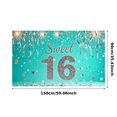 thumbnail image 1 of Teal Glittery Sweet 16 Backdrop Banner Party Decorations Background Photography Props for Sweet 16 Birthday Celebrations Party Supplies Decors, 1 of 7