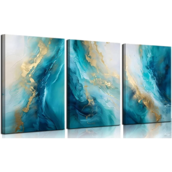 Teal Cloud Abstract Wall Art Prints Set, Minimalist Decor - Walmart.com