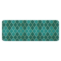 Teal Gold Checkerboard Checkered Pattern Kitchen Rug Mat,Kitchen Runner Rugs Non Skid Washable,Decorative Kitchen Floor Mats for Kitchen,Sink,Laundry,17"x47.2"