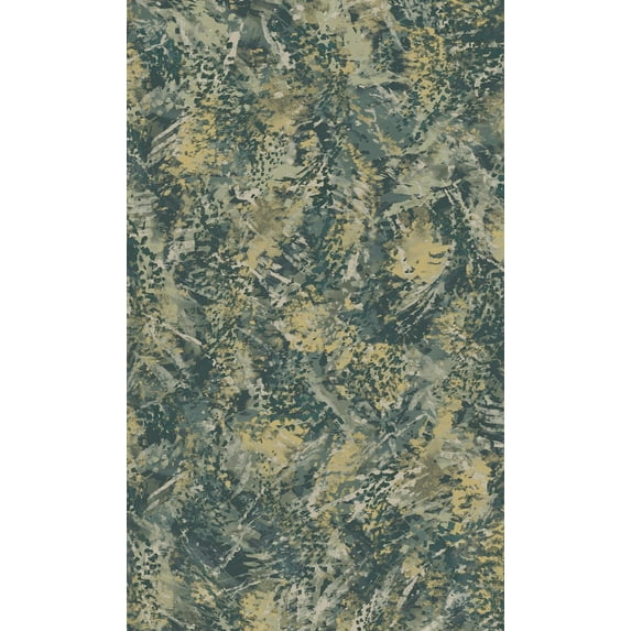 Teal Gold Feather Like Textured Abstract Wallpaper
