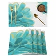 thumbnail image 1 of Teal Gold Flower Placemats Set of 12, Green Gradient Vintage Abstract Line Non-Slip Place Mats Washable Table Mats for Kitchen Dining Table Decorations Indoor/Outdoor, 1 of 9