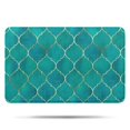 thumbnail image 1 of Teal and Gold Geometric Lattice Pattern Bathroom Rugs Mat,Non Slip Microfiber Bathroom Rug,Rubber Backing,Soft Bathroom Mats for Bathroom Floor,Tub and Shower,17x27in(43x68cm), 1 of 5