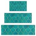 thumbnail image 1 of Teal and Gold Geometric Lattice Pattern Kitchen Rugs Sets Of 3,Kitchen Runner Rugs Non Skid Washable,Decorative Kitchen Floor Mats for Kitchen,Sink,Laundry,17"x30"+ 17"x47" + 17"x59", 1 of 6