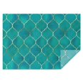 thumbnail image 1 of Teal and Gold Geometric Lattice Pattern Rectangle Tablecloth 60"x84",Waterproof Polyester Rectangle Table Cloth, Wipeable Spillproof Polyester Tablecloth for Dining, Camping, Indoor and Outdoor, 1 of 5
