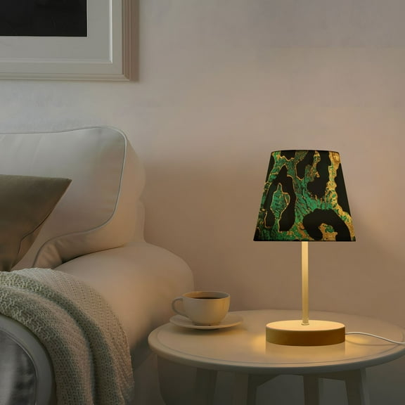 Teal Gold Leopard Desk Lamp 3 Color Modes LED Table Lamp Nightstand Reading Light for Bedroom Living Room