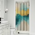 thumbnail image 1 of Teal and Gold Marble Abstract Waves Pattern Shower Curtain 36"x72" ,Bathroom Decorative Shower Curtains Set with 12 Hooks,Modern Waterproof Washable Shower Curtain, 1 of 6