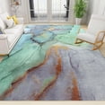 thumbnail image 1 of Teal Gold Marble Area Rug, Entry Rug Non-Slip Washable Indoor Door Mat, Small Modern Abstract Art Print Throw Rug For Bedroom Kitchen Entryway Bathroom 5 x 6ft, 1 of 6