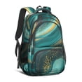 thumbnail image 1 of Teal Gold Marble Backpack for School,Cute School Bag,Schoolbag with Adjustable Shoulder Straps & Padded Back,16.9 Inch, 1 of 5