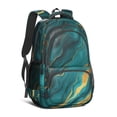 thumbnail image 1 of Teal Gold Marble Backpack for School,Cute School Bag,Schoolbag with Adjustable Shoulder Straps & Padded Back,16.9 Inch, 1 of 5