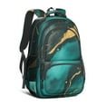 thumbnail image 1 of Teal Gold Marble Backpack for School,Cute School Bag,Schoolbag with Adjustable Shoulder Straps & Padded Back,16.9 Inch, 1 of 5