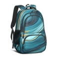 thumbnail image 1 of Teal Gold Marble Backpack for School,Cute School Bag,Schoolbag with Adjustable Shoulder Straps & Padded Back,16.9 Inch, 1 of 5