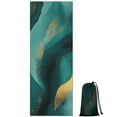 thumbnail image 1 of Teal and Gold Marble Flow Lines Pattern Hot Yoga Mat Towel Non Slip for Hot Yoga - Quick-Drying Yoga Mat Cover with 4 Corner Pockets with Travel Bag - Hot Yoga Towel Non Slip 70"x26", 1 of 6