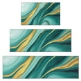 thumbnail image 1 of Teal and Gold Marble Flow Lines Pattern Kitchen Rugs Sets Of 3,Kitchen Runner Rugs Non Skid Washable,Decorative Kitchen Floor Mats for Kitchen,Sink,Laundry,17"x30"+ 17"x47" + 17"x59", 1 of 6